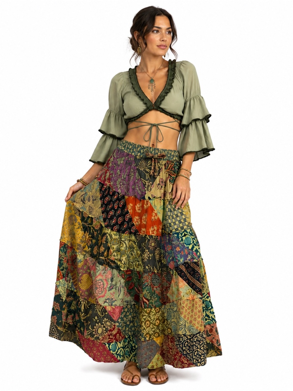Hippie Forever Handmade Patchwork Skirt Womens SZ OS Enchanted Dreamy Boho Fairy